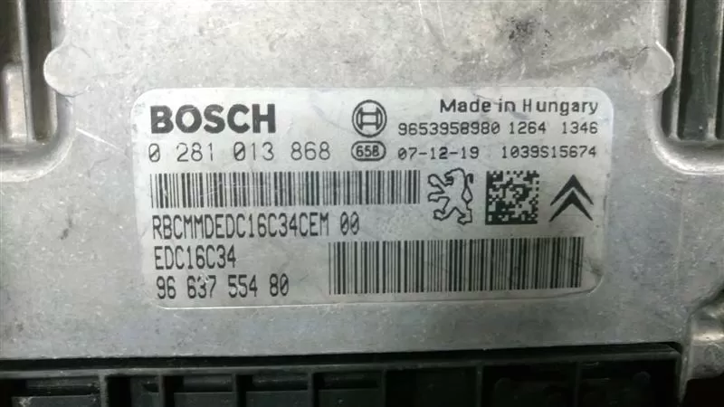 Citroen C3 1 6 HDI ECU EDC16C34 0281013868 9663755480