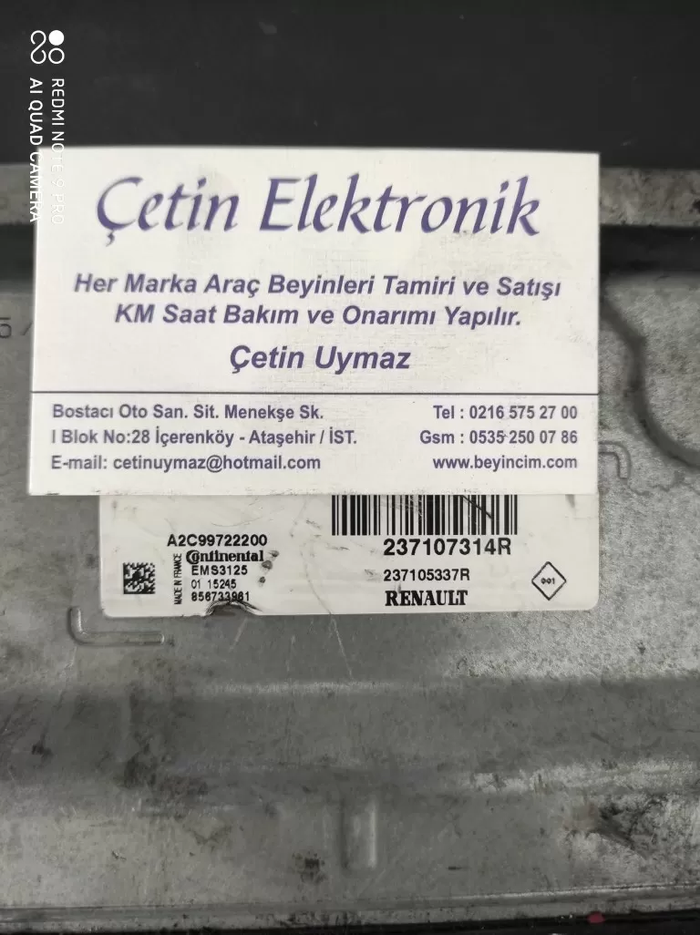 Renault Clio ECU 237107314R A2C99722200 EMS3125