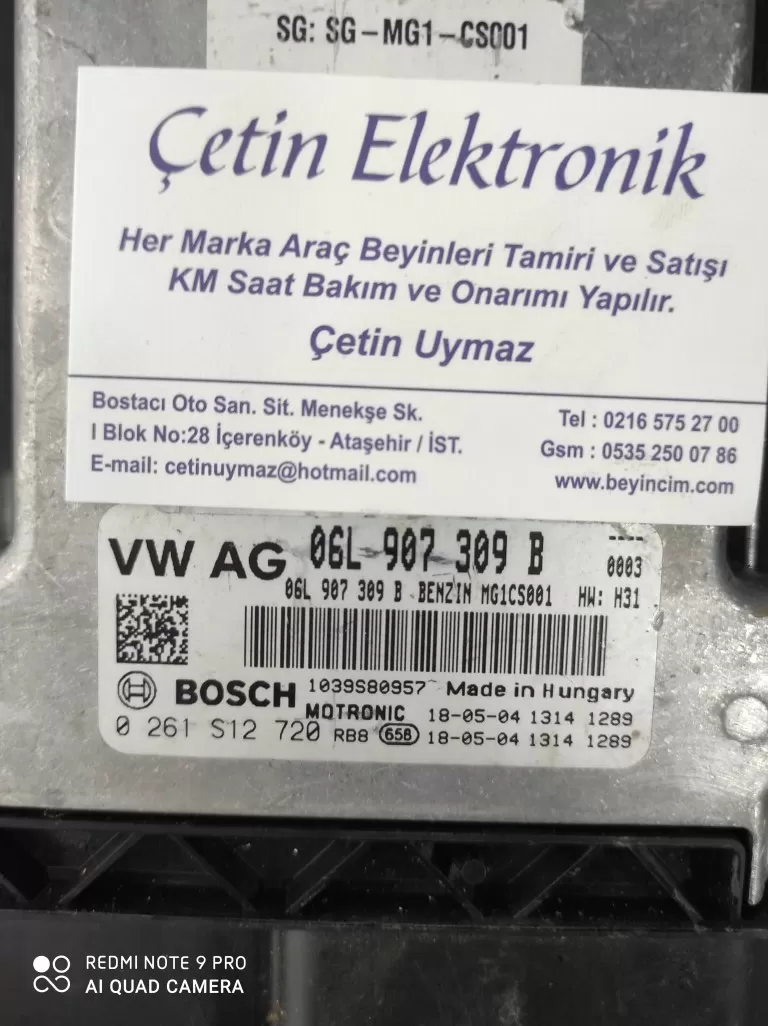 06L907309B 0261S12720 VW TIGUAN MOTOR BEYNİ 06L907309B BENZIN MG1CS001