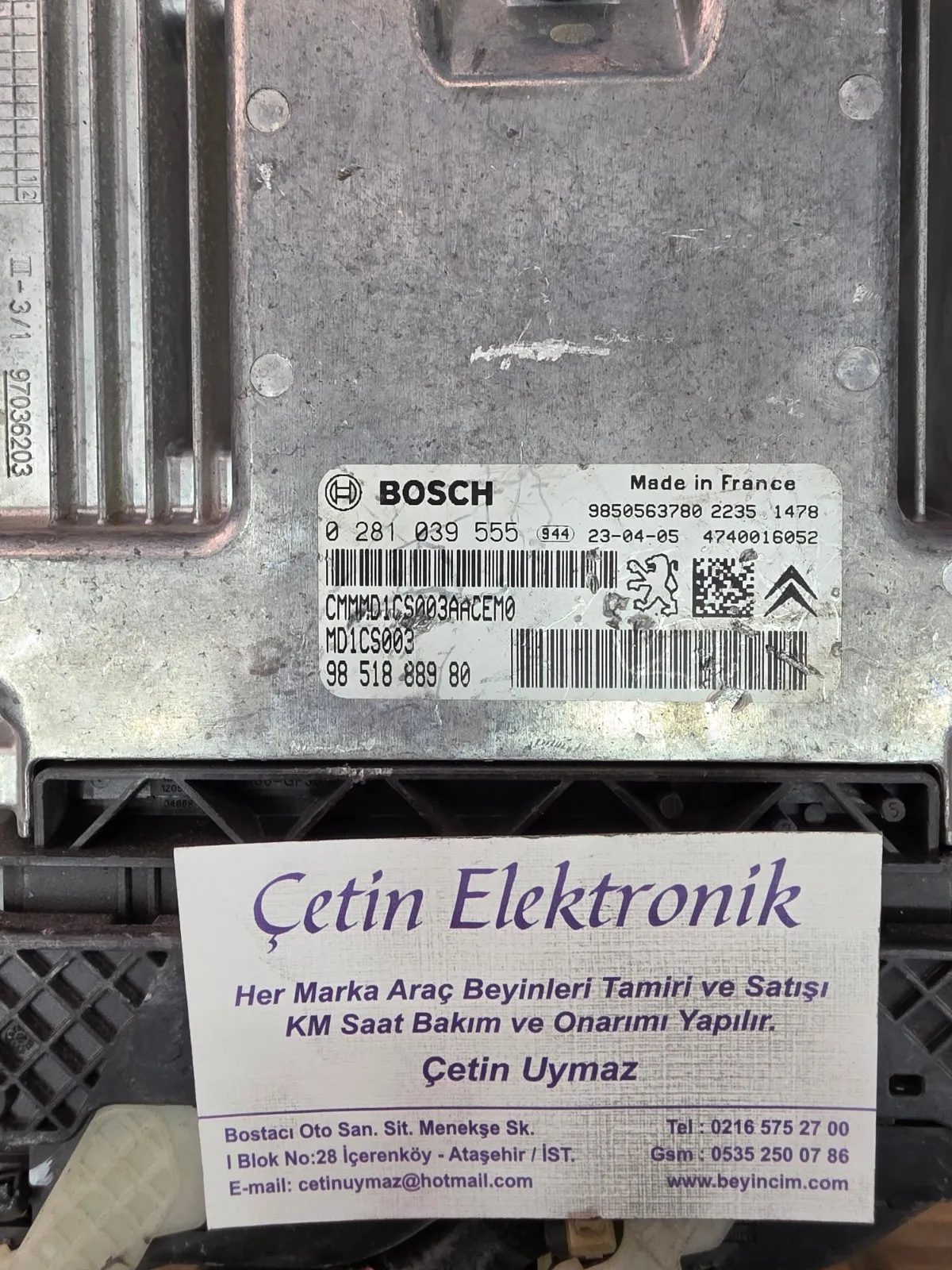 0281039555 -CMMMD1CS003AACEMO 9651888980 TOYOTA PEUGEOT RİFTER 1.5 OTOMATİK BEYİN ORJ