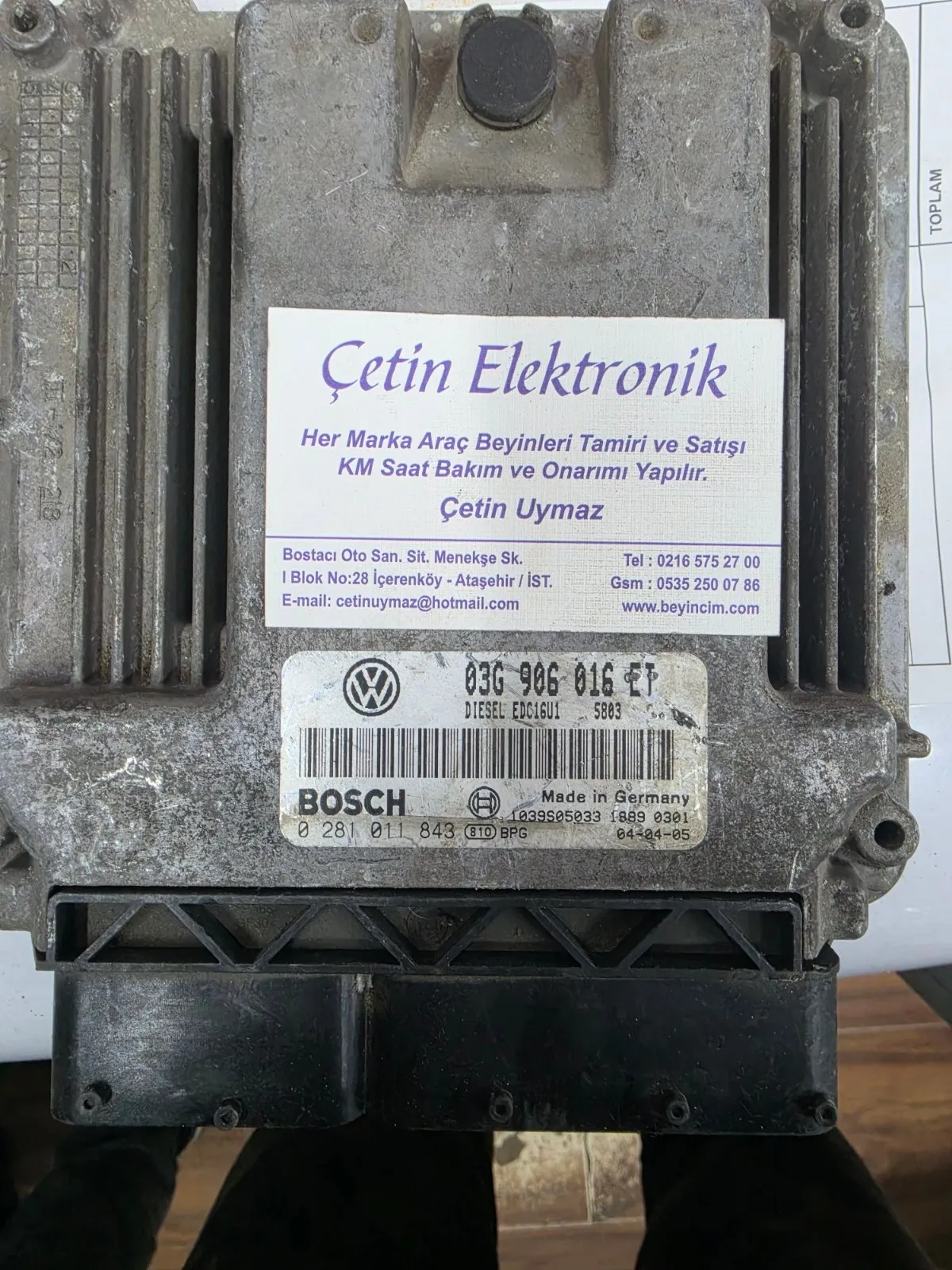 0281011843 03G906016ET EDC16U1 golf5 CADDY 1.9 AUDİ motor beyni